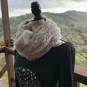Gray fuzzy infinity scarf